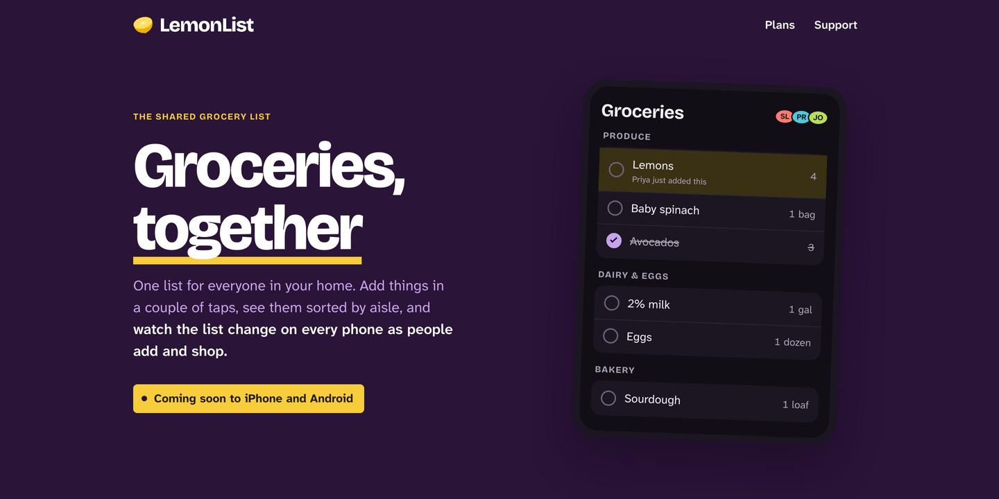 LemonList homepage