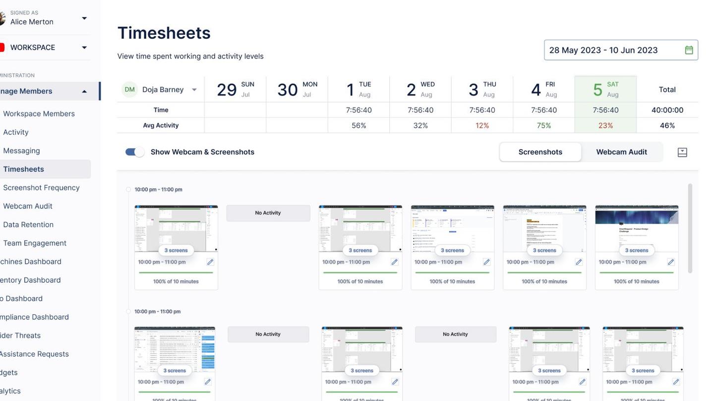Shoot dashboard
